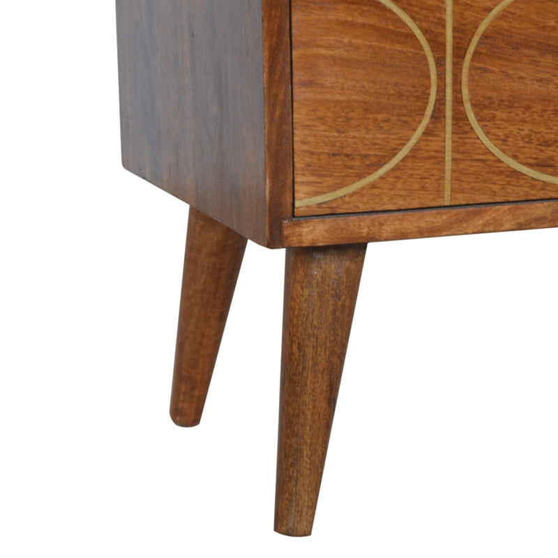 Chestnut Inlay Abstract Nightstand