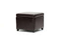 Davet Brown Faux Leather Small Storage Cube Ottoman Baxton
