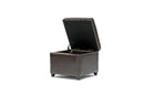 Davet Brown Faux Leather Small Storage Cube Ottoman Baxton