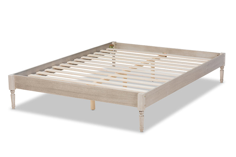 Natalie Antique White Oak Wood Platform Bed (King) iHome Studio