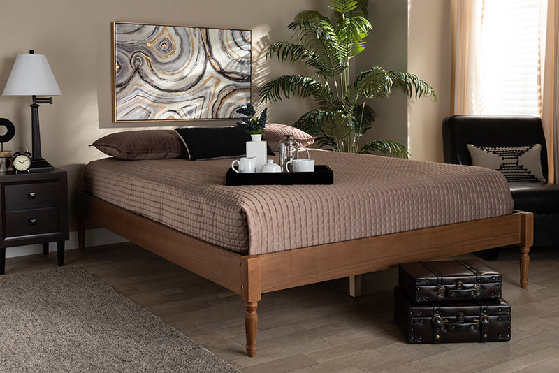 Natalie Ash Walnut Wood Platform Bed (Queen) iHome Studio