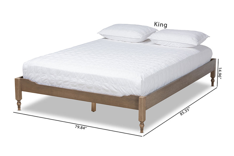 Naomi Weathered Gray Oak Wood Platform Bed (Full) iHome Studio