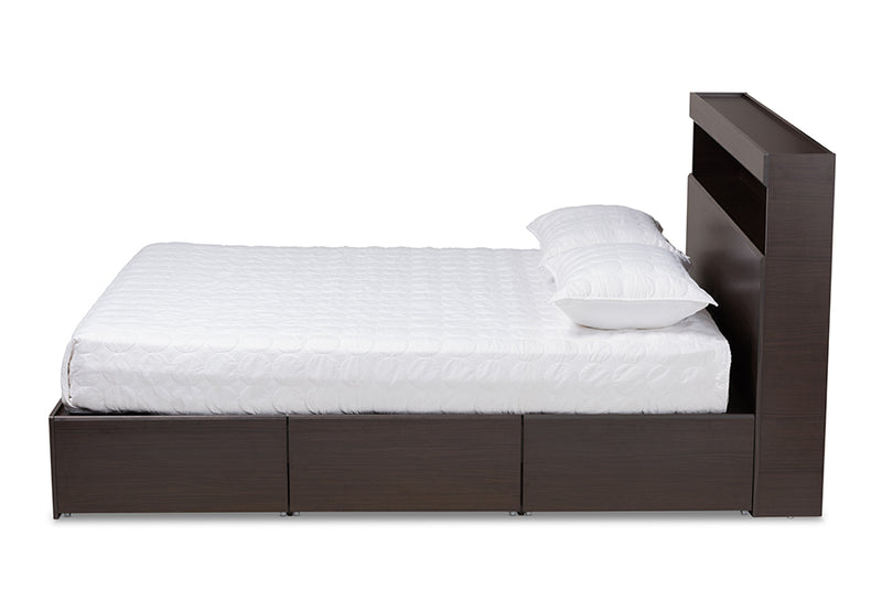 Camila Dark Brown Finished Wood 6-Drawer Platform Storage Bed (Queen) iHome Studio