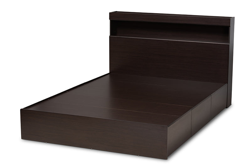 Camila Dark Brown Finished Wood 6-Drawer Platform Storage Bed (Queen) iHome Studio