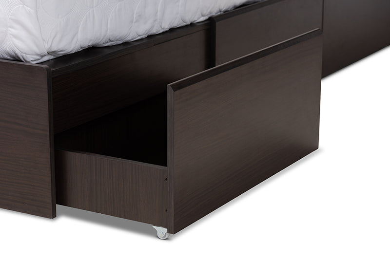 Camila Dark Brown Finished Wood 6-Drawer Platform Storage Bed (Queen) iHome Studio