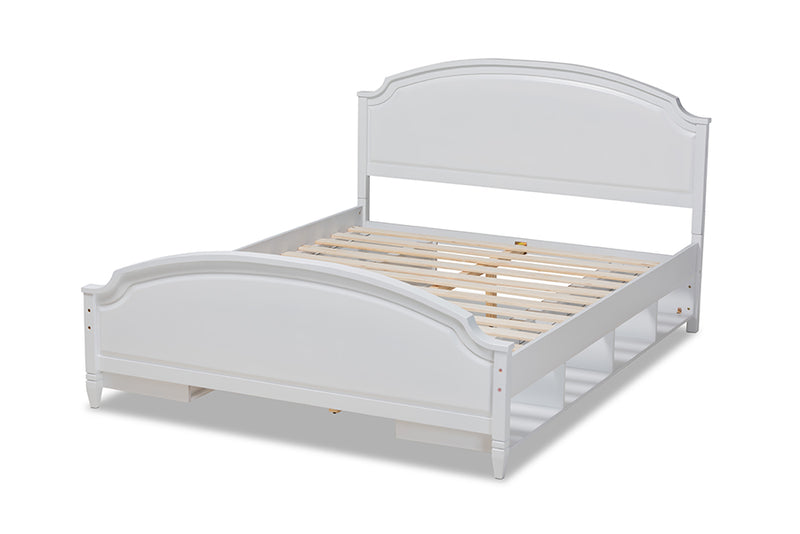 Lizzie White Wood Storage Platform Bed (Queen) iHome Studio