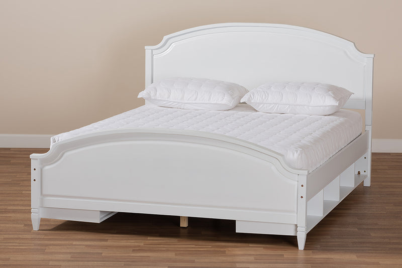 Lizzie White Wood Storage Platform Bed (Queen) iHome Studio