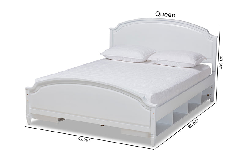 Lizzie White Wood Storage Platform Bed (Queen) iHome Studio