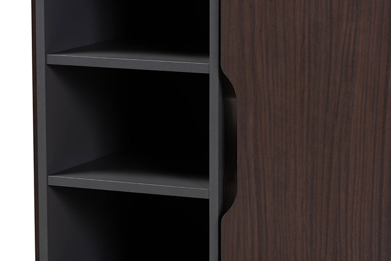 Roland Two-Tone Dark Brown/Grey Finished Wood 1-Door Shoe Cabinet iHome Studio