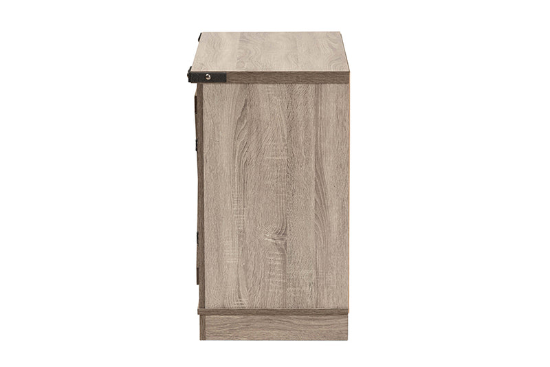 Adalwin Oak Brown Finished Wood 2-Door Shoe Storage Cabinet iHome Studio