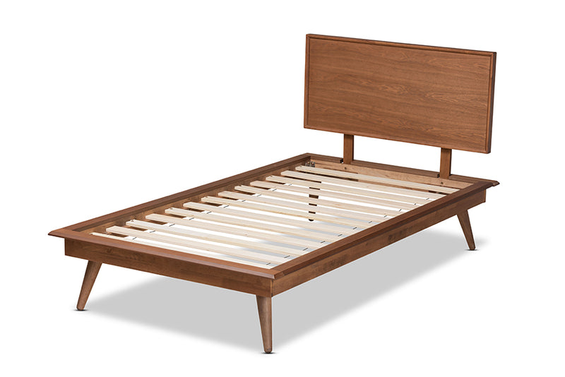 Carlisle Walnut Brown Finished Wood Platform Bed  (Twin) iHome Studio
