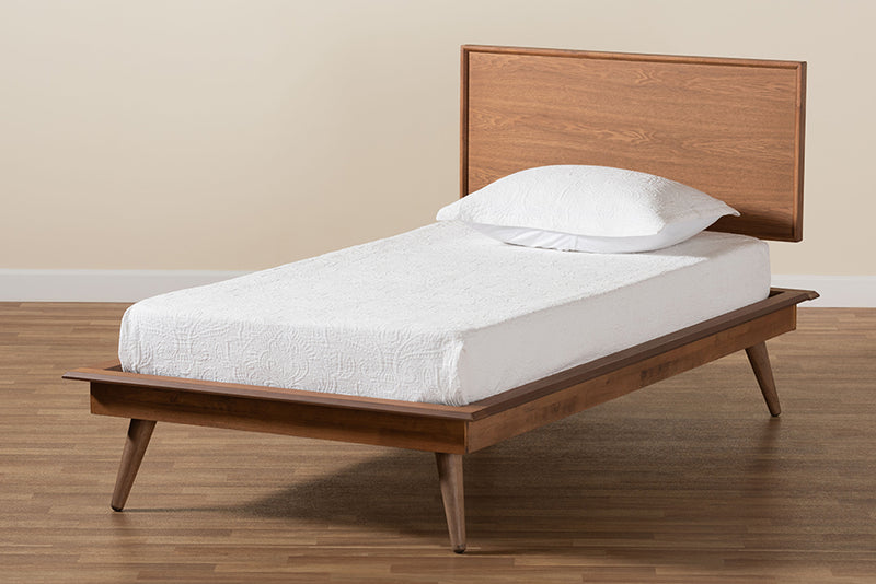 Carlisle Walnut Brown Finished Wood Platform Bed  (Twin) iHome Studio