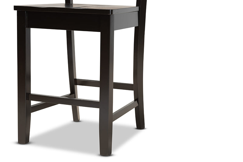 Liam 2pcs Dark Brown Finished Wood Counter Stool iHome Studio