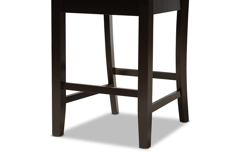Liam 2pcs Sand Fabric Upholstered Dark Brown Finished Wood Counter Stool iHome Studio