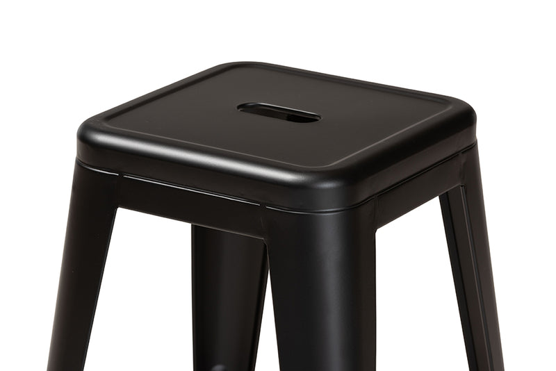 Miles 4pcs Black Finished Metal Stackable Counter Stool iHome Studio