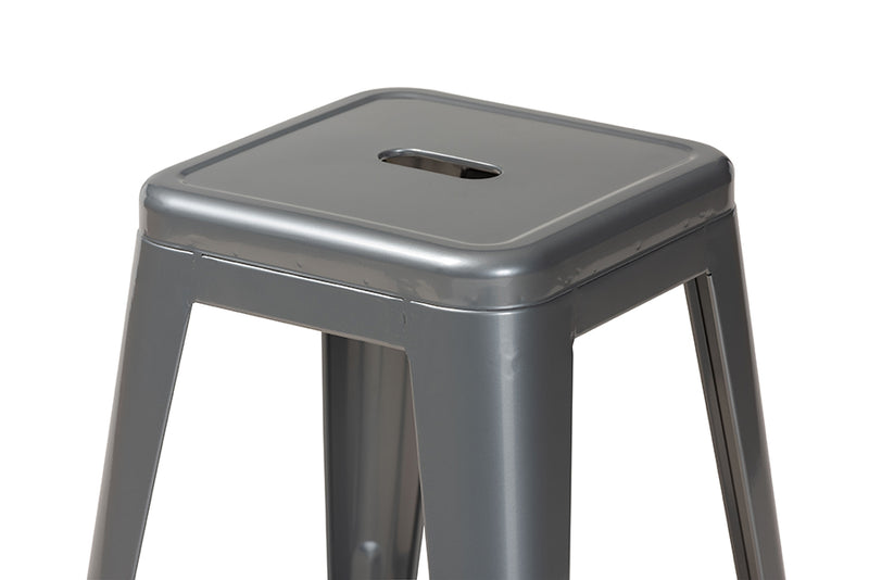 Miles 4pcs Gray Finished Metal Stackable Counter Stool iHome Studio