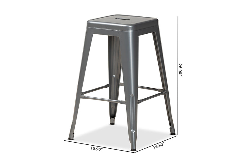 Miles 4pcs Gray Finished Metal Stackable Counter Stool iHome Studio