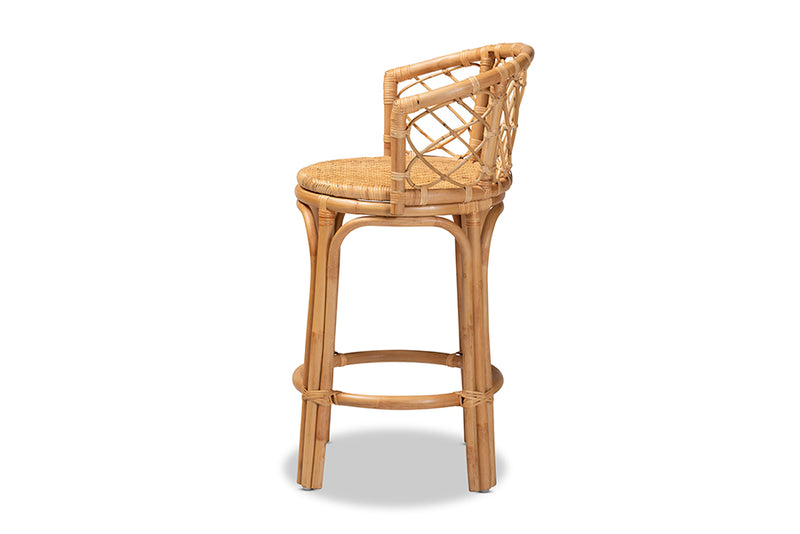 Leslie Natural Brown Rattan Counter Stool iHome Studio