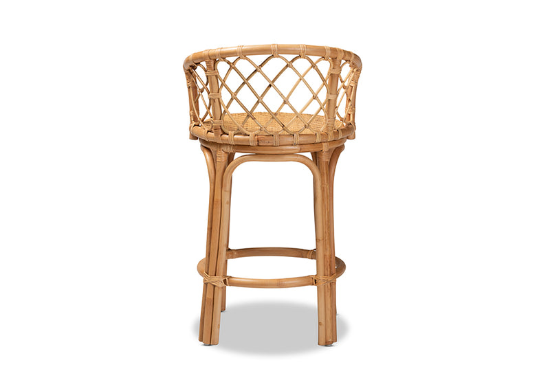 Leslie Natural Brown Rattan Counter Stool iHome Studio