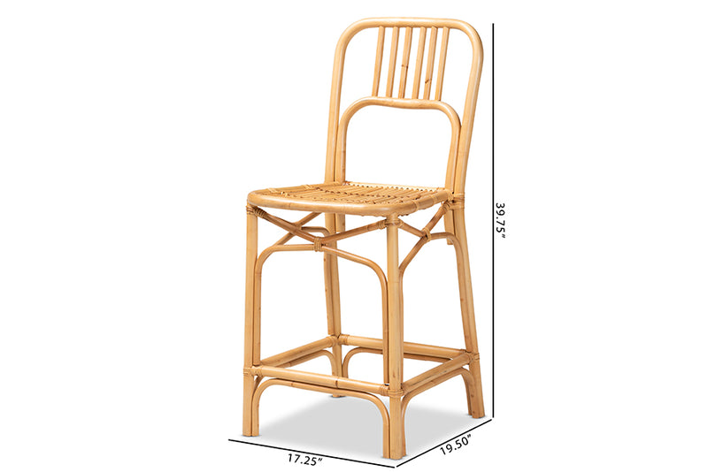 Darrion Natural Brown Rattan Counter Stool iHome Studio