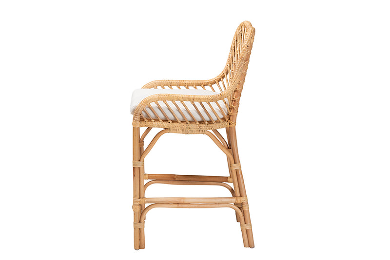 Penelope Natural Brown Rattan Counter Stool iHome Studio