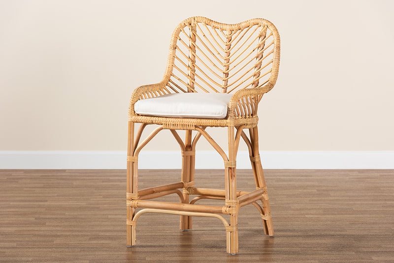 Penelope Natural Brown Rattan Counter Stool iHome Studio