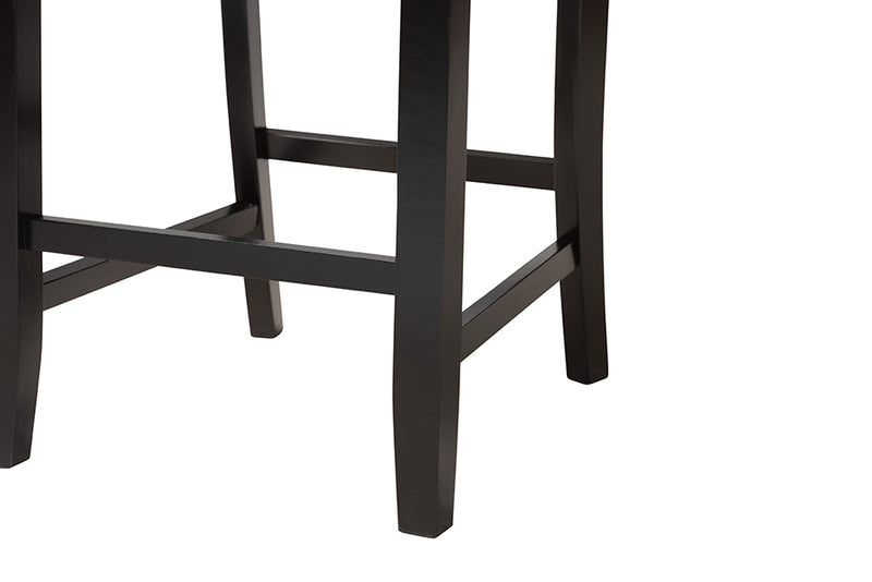 Michael 2pcs Gray Fabric Dark Brown Finished Wood Counter Stool iHome Studio