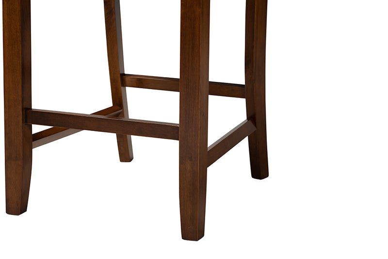 Michael 2pcs Gray Fabric Walnut Brown Finished Wood Counter Stool iHome Studio