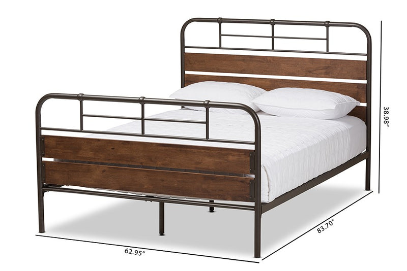 Monoco Black Finished Metal Brown Wood Platform Bed (Queen) iHome Studio