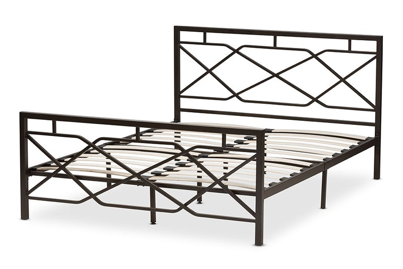 Shelton Stippled Black Finished Metal Platform Bed (Full) iHome Studio