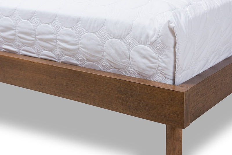 Sadie Dark Grey Fabric & Walnut Brown Finished Wood Platform Bed (Queen) iHome Studio