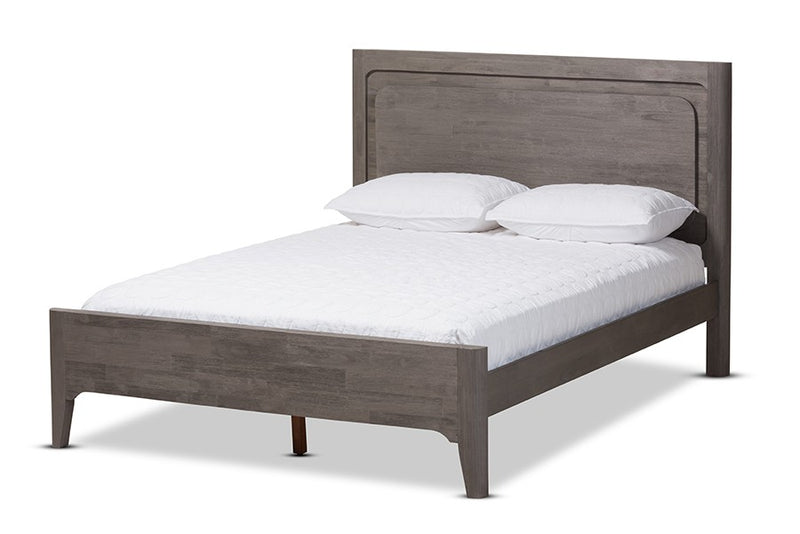 Nash Rustic Platinum Wood Platform Bed w/Wooden Headboard (Queen) iHome Studio