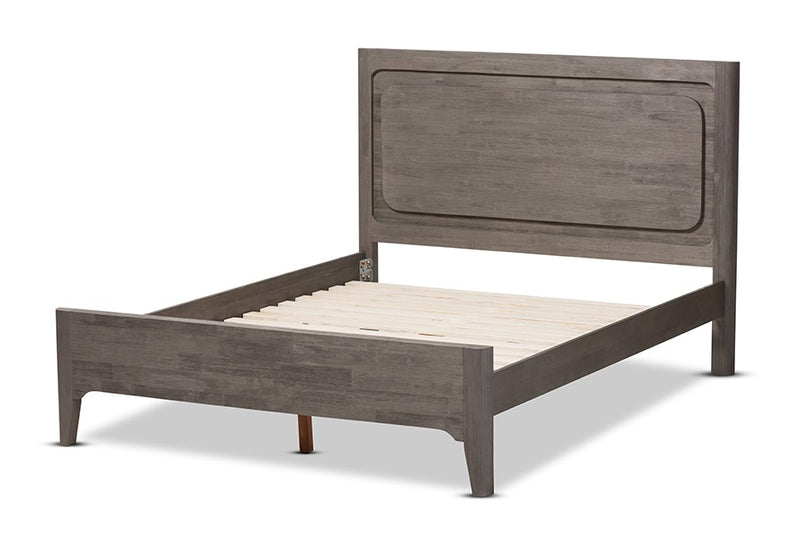 Nash Rustic Platinum Wood Platform Bed w/Wooden Headboard (Queen) iHome Studio