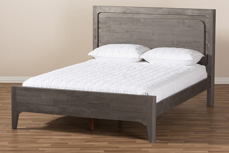 Nash Rustic Platinum Wood Platform Bed w/Wooden Headboard (Queen) iHome Studio