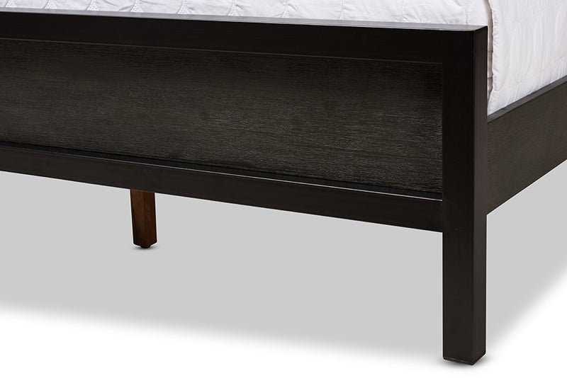 Parris Rustic Grey Wood & Black Metal Platform Bed w/Wooden Headboard (Queen) iHome Studio