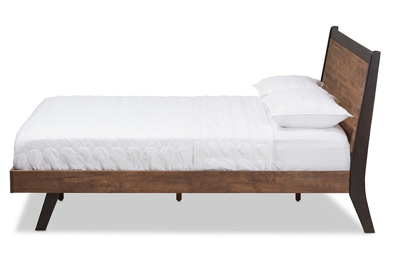 Selena Two-Tone Distressed Brown Wood Platform Bed (Queen) iHome Studio