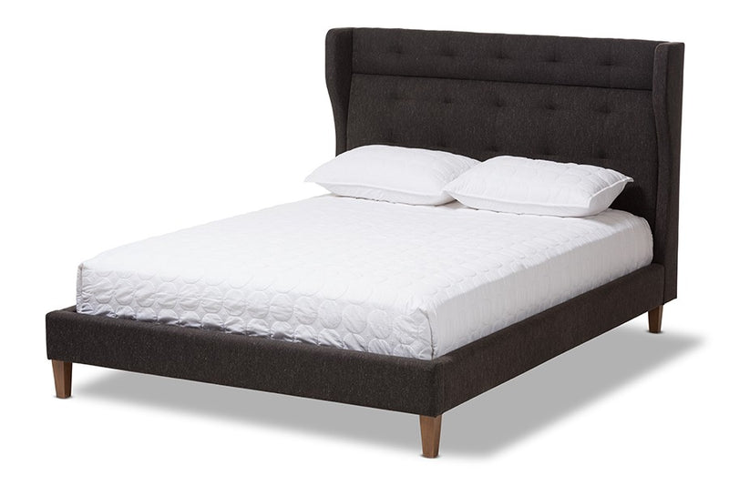 Casper Charcoal Grey Fabric Upholstered Platform Bed w/Tall Headboard (Full) iHome Studio