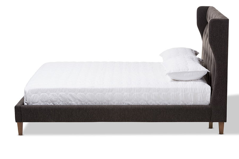 Casper Charcoal Grey Fabric Upholstered Platform Bed w/Tall Headboard (Full) iHome Studio