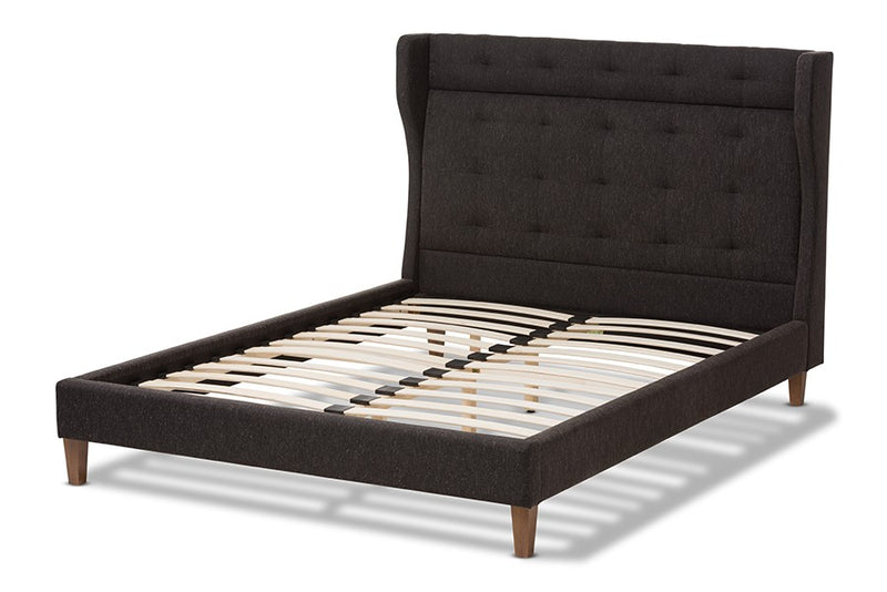 Casper Charcoal Grey Fabric Upholstered Platform Bed w/Tall Headboard (Full) iHome Studio