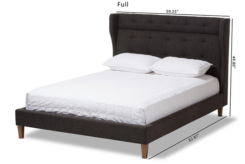 Casper Charcoal Grey Fabric Upholstered Platform Bed w/Tall Headboard (Full) iHome Studio