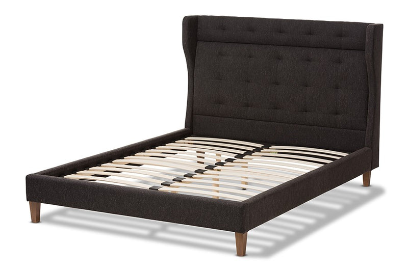 Casper Charcoal Grey Fabric Upholstered Platform Bed w/Tall Headboard (King) iHome Studio