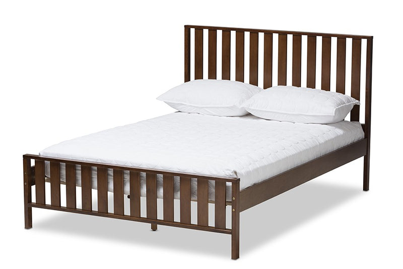 Harlan Brown Finished Wood Platform Bed w/Vertical Slat Headboard (Full) iHome Studio