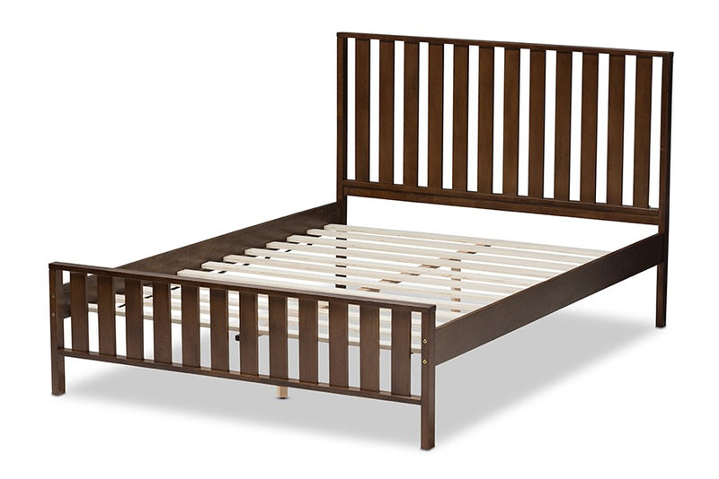 Harlan Brown Finished Wood Platform Bed w/Vertical Slat Headboard (Full) iHome Studio