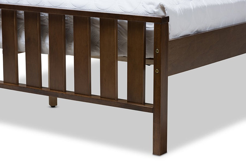 Harlan Brown Finished Wood Platform Bed w/Vertical Slat Headboard (Full) iHome Studio