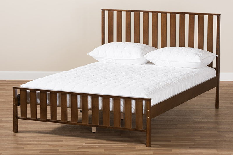 Harlan Brown Finished Wood Platform Bed w/Vertical Slat Headboard (Full) iHome Studio