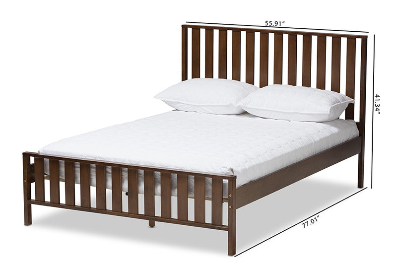 Harlan Brown Finished Wood Platform Bed w/Vertical Slat Headboard (Full) iHome Studio