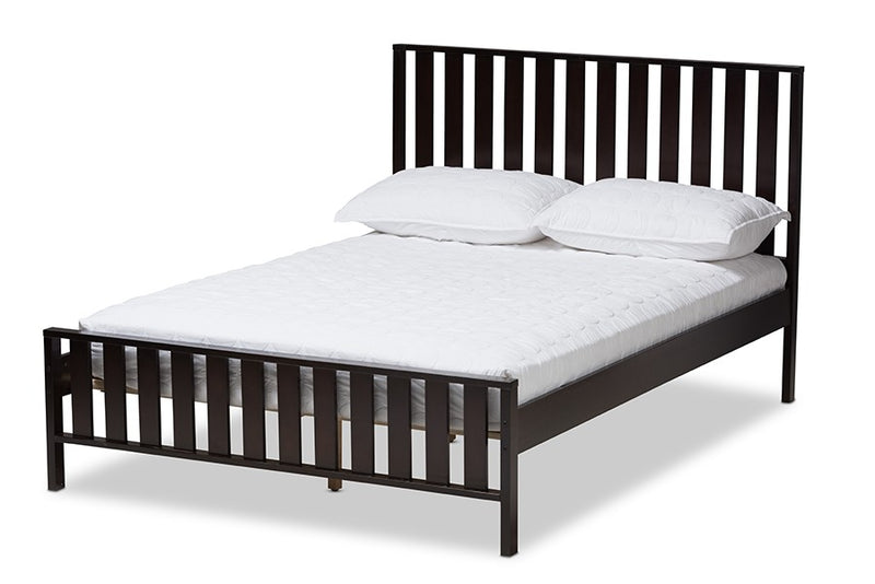 Harlan Dark Brown Finished Wood Platform Bed w/Vertical Slat Headboard (Full) iHome Studio