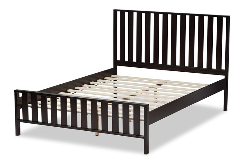 Harlan Dark Brown Finished Wood Platform Bed w/Vertical Slat Headboard (Full) iHome Studio