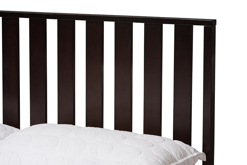 Harlan Dark Brown Finished Wood Platform Bed w/Vertical Slat Headboard (Full) iHome Studio