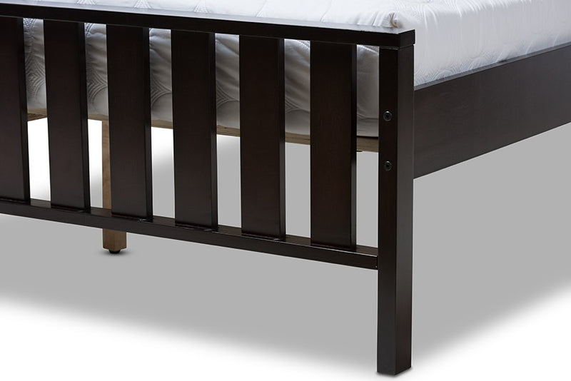 Harlan Dark Brown Finished Wood Platform Bed w/Vertical Slat Headboard (Full) iHome Studio